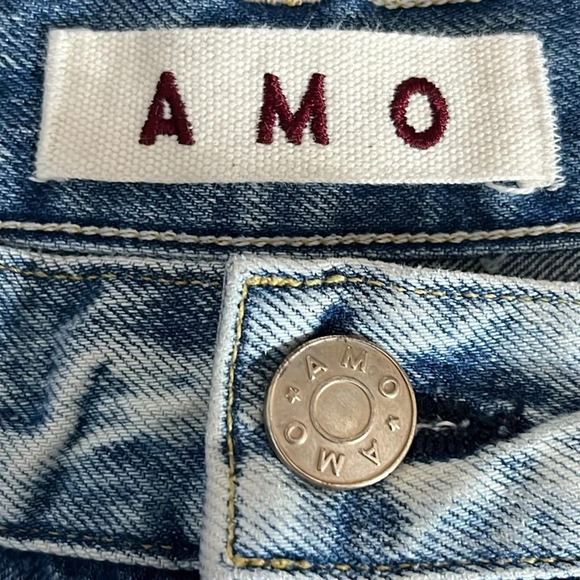 AMO Loverboy Ribbon Button Fly Cotton Cropped Jeans - Size 26 - Picture 6 of 9